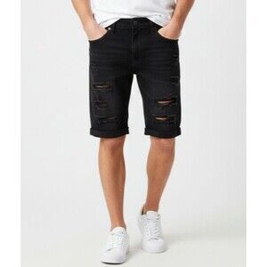 Hollister Men’s Slim Fit Denim Shorts Black Ripped Distressed Size 30 EUC